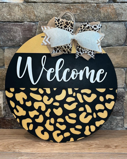 Leopard  Print Welcome Sign