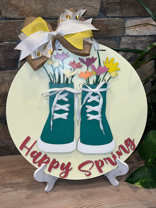 Happy Spring Flowers in Shoes