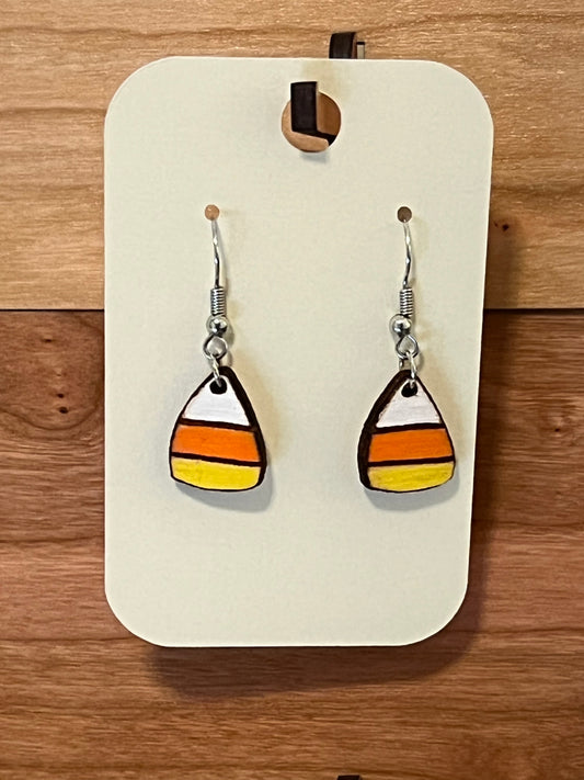 Hand Painted Candy Corn Earrings